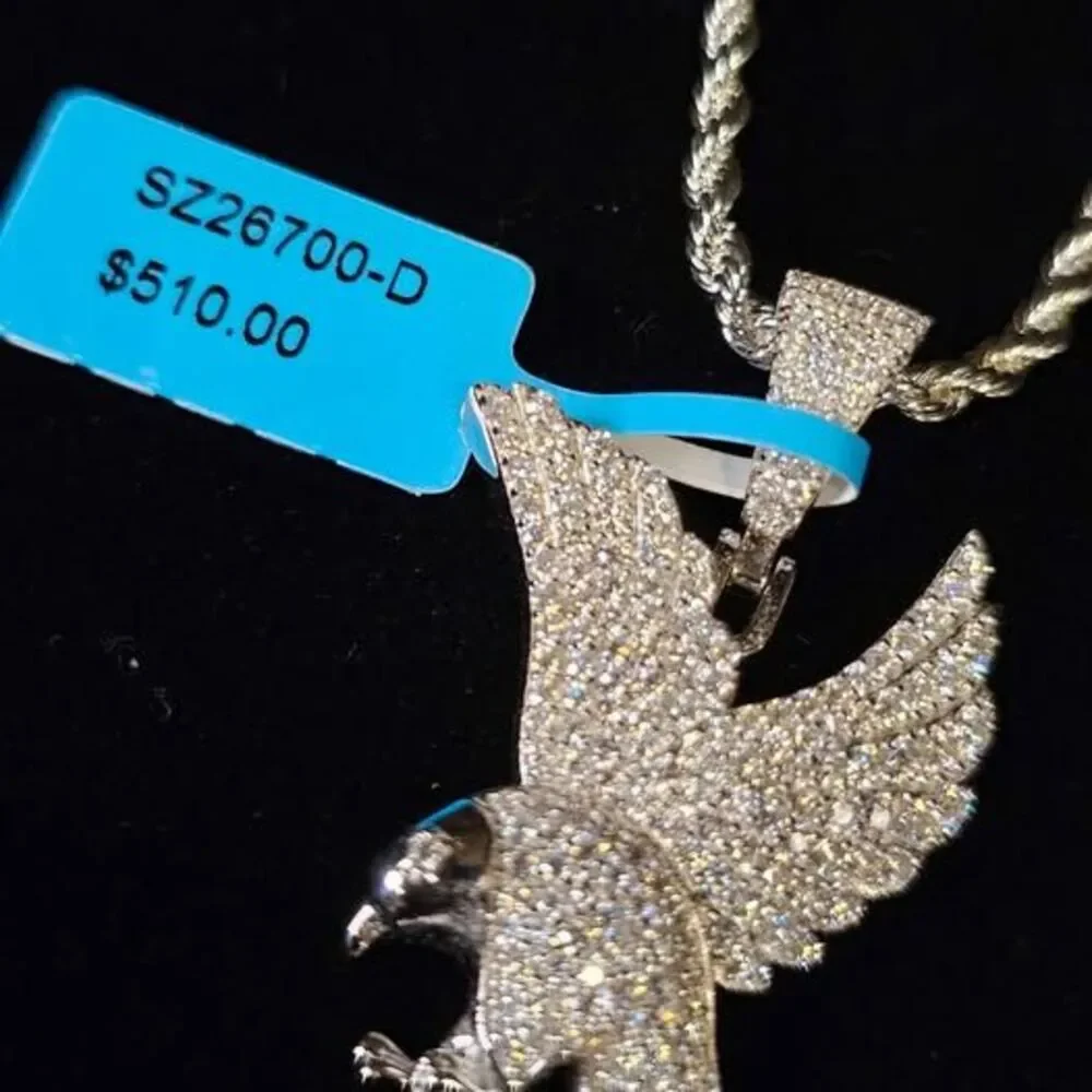 2.06CTW VVSD Moissanite Eagle Pendant on 20